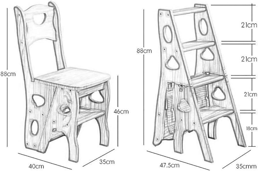Silla plegable de madera de 4 escalones con asiento, estante de escalera portátil ligero, taburete multifuncional, soporte de exhibición para