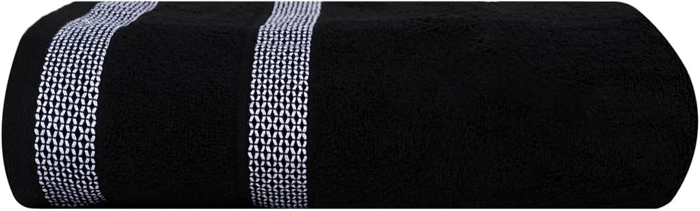 CASA COPENHAGEN Solitaire Mix – Juego de toallas de 6 piezas, color gris a rayas y negro, 21.16 ozm, 2 toallas de baño, 2 toallas de mano, 2 toallas