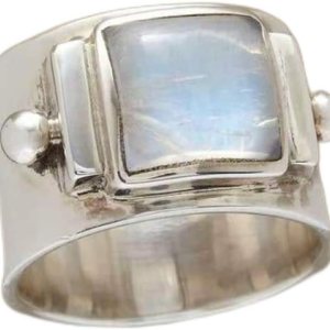 Gixaxak Anillo de plata de ley con piedra lunar para mujer, joyería bohemia ovalada, anillo de piedra lunar vintage, anillo de plata de ley 925, Gixaxak Anillo de plata de ley con piedra lunar para mujer, joyería bohemia ovalada, anillo de piedra lunar vintage, anillo de plata de ley 925,