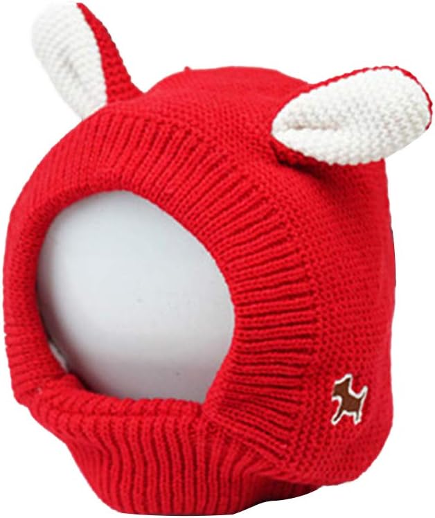 shlutesoy Gorro de punto de invierno cálido para cachorro, diseño de orejas de conejo para mascotas