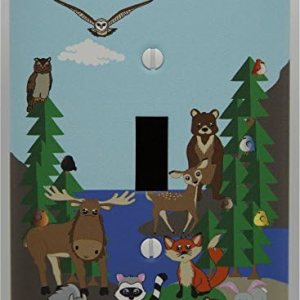 Placa de interruptor de luz de animales de bosque de bosque de un solo palanca, cubierta de enchufe, decoración de guardería infantil con búhos, Placa de interruptor de luz de animales de bosque de bosque de un solo palanca, cubierta de enchufe, decoración de guardería infantil con búhos,