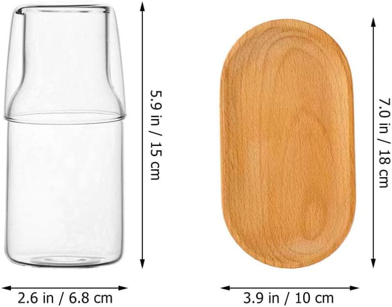 Juego de botellas de agua transparentes de cristal para mesita de noche, jarra de agua nocturna con juego de tazas, jarra de agua de jugo de vidrio