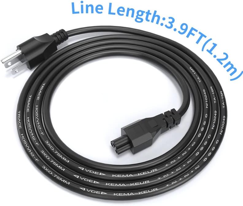 Paquete de 3 cables de alimentación de TV de 4 pies (3.9 ft), cable de alimentación de 3 clavijas Mickey Mous de repuesto para LG LCD LED Smart TV