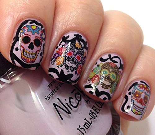 Surtido de calcomanías de calavera de azúcar #1 para arte de uñas, calidad de salón