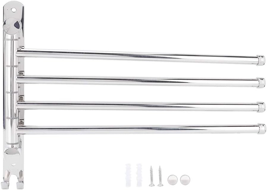 Estante de almacenamiento de toallas de rotación de pared de acero inoxidable con 4 varillas
