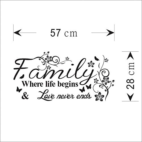 Calcomanías de pared inspiradoras con frases de amor, familia donde comienza la vida, mariposas, flores, calcomanías de pared para sala de estar,