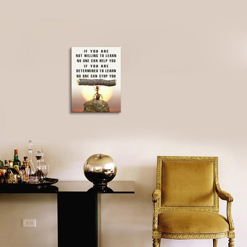 Ploceiny Arte de pared motivacional de hormiga, decoración de lienzo inspiradora para sala de estar, cocina, cuarto de lavado, baño, dormitorio,
