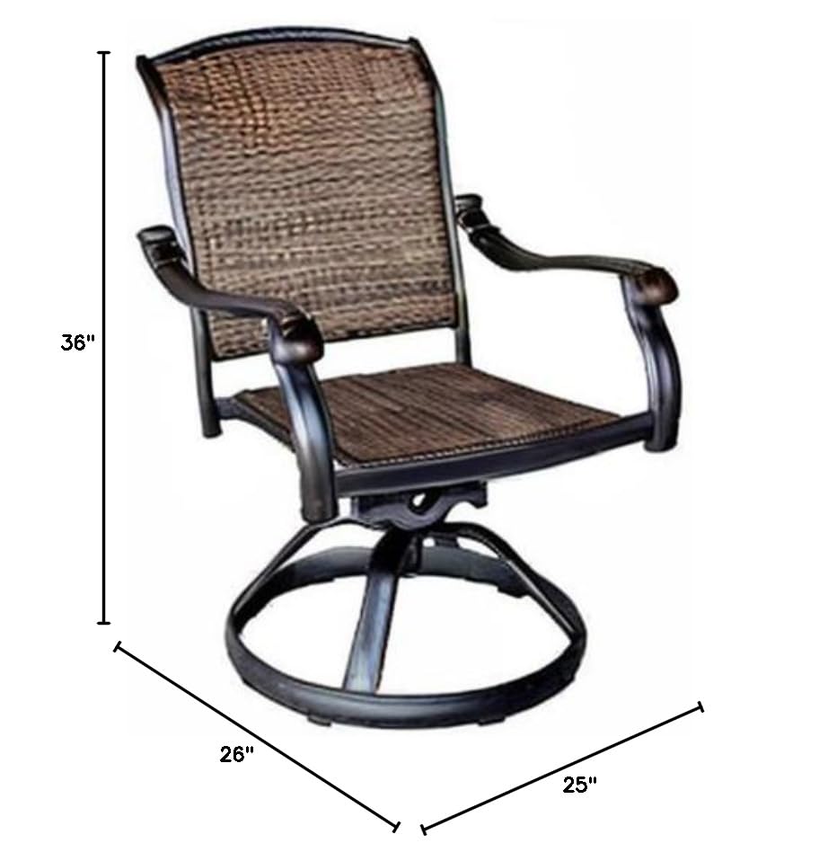 Santa Clara juego de 4 sillas mecedoras y giratorias de comedor, para patio, aluminio fundido macizo en bronce oscuro