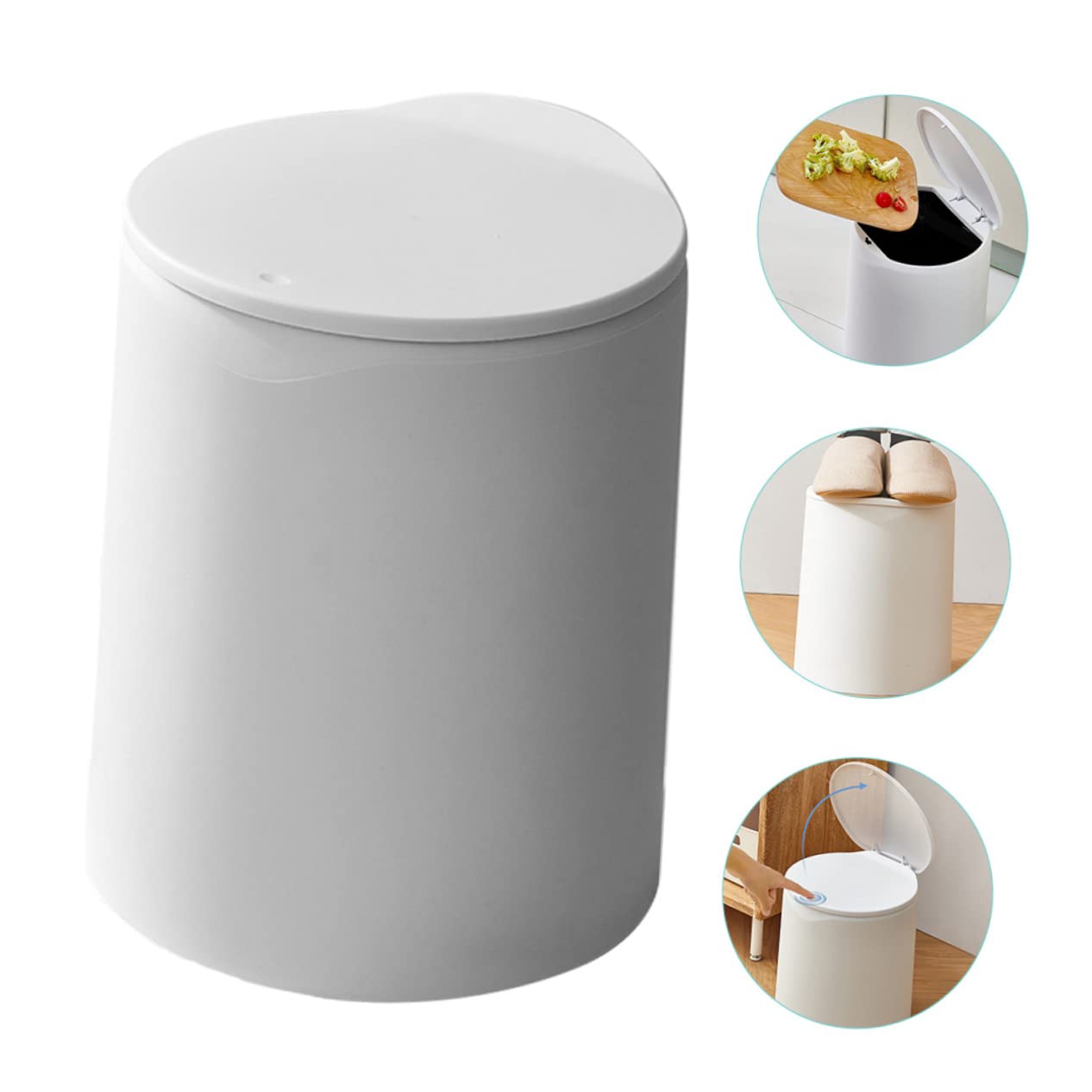 Zerodeko Contenedor de basura con tapa, contenedor de plástico con tapa, cubo de basura de plástico con tapa, contenedor de basura para baño,