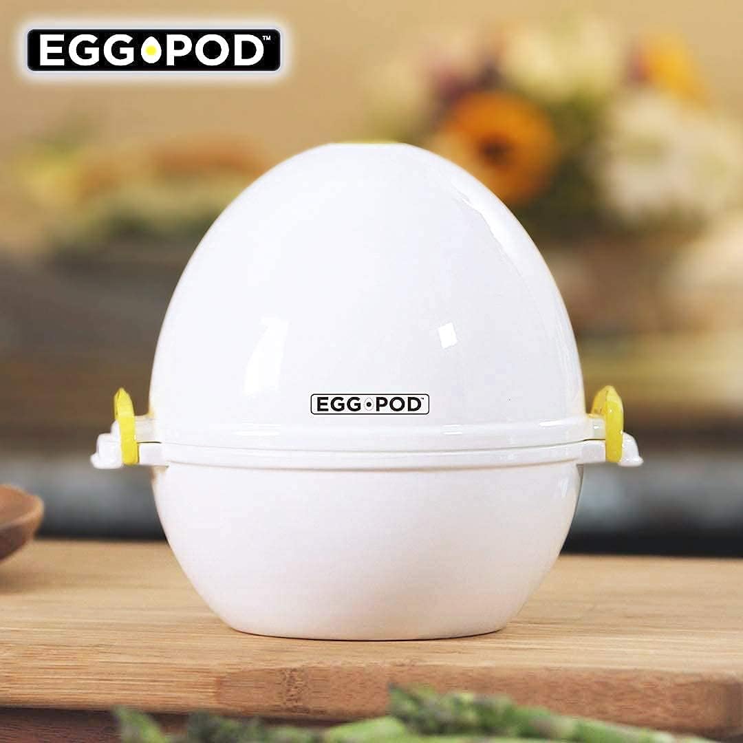 EGG POD by Emson – Máquina para huevos duros para microondas, cocina, caldera y vaporera, 4 huevos duros perfectamente cocidos en menos de 9
