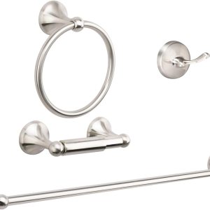 USHOWER Juego de accesorios de baño de níquel cepillado, juego de toallero de 24 pulgadas montado en la pared, juego de accesorios de baño USHOWER Juego de accesorios de baño de níquel cepillado, juego de toallero de 24 pulgadas montado en la pared, juego de accesorios de baño