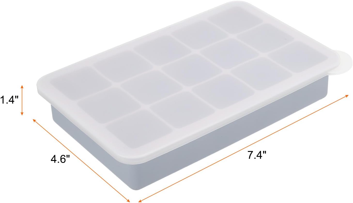 MECCANIXITY Molde para cubitos de hielo, bandeja de cubitos de hielo de 15 rejillas con tapa para cóctel, jugo, bebida casera (azul)