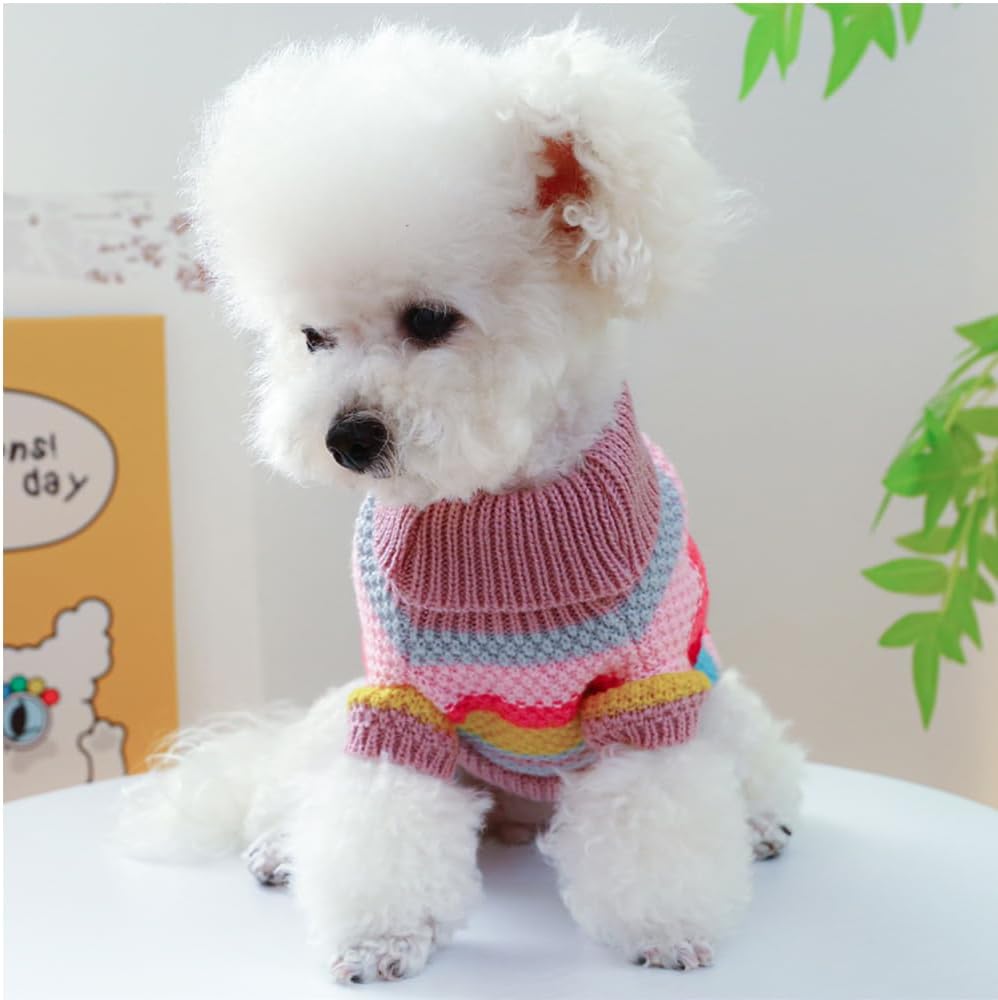Suéter arcoíris para cachorros y perros pequeños, sudadera de punto para perro, ropa cálida para mascotas, para gatito, chihuahua, yorkie, caniche,