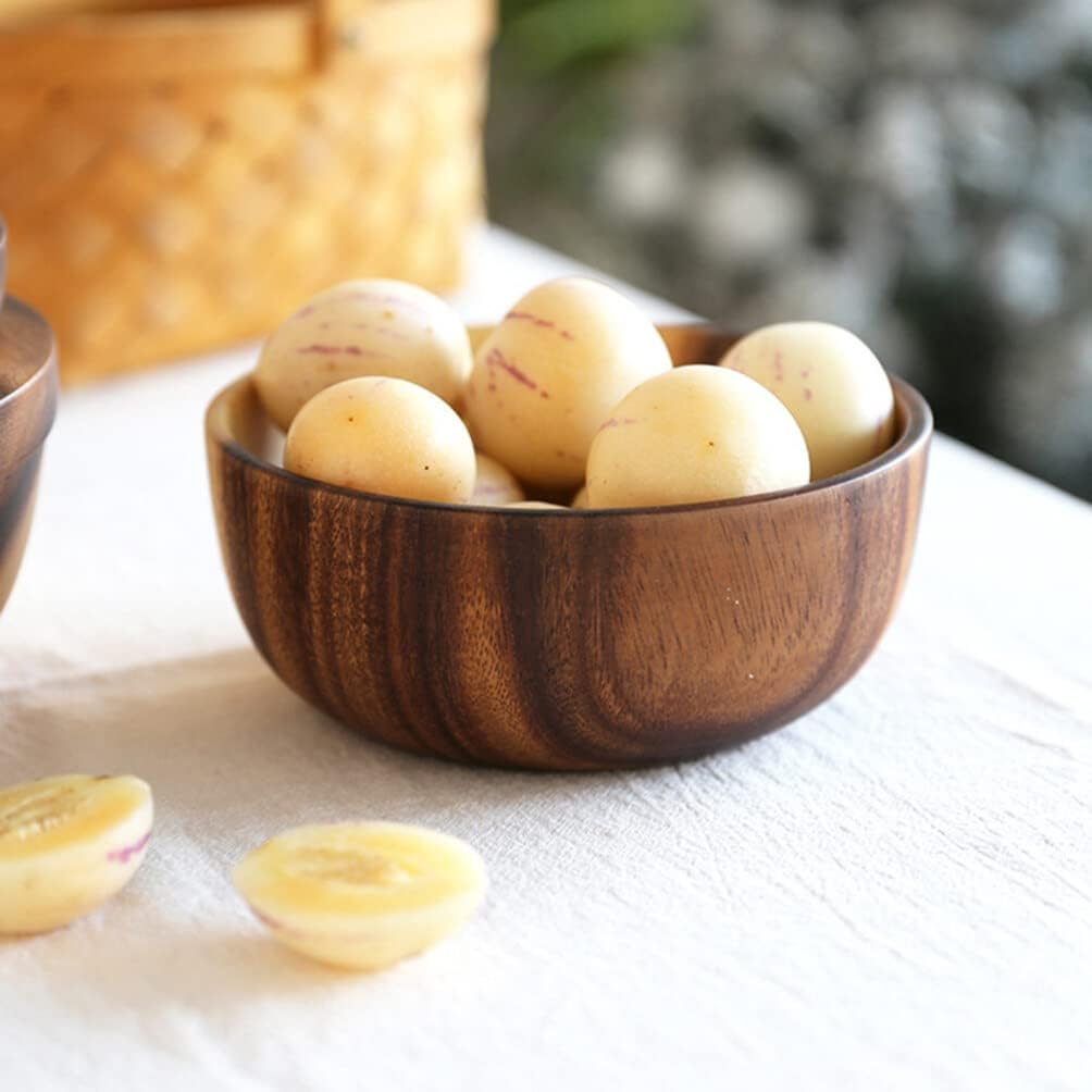 STOBOK Ensaladera de madera para servir aperitivos de madera, recipiente redondo para ensalada para alimentos, frutas, ensaladas y decoración de