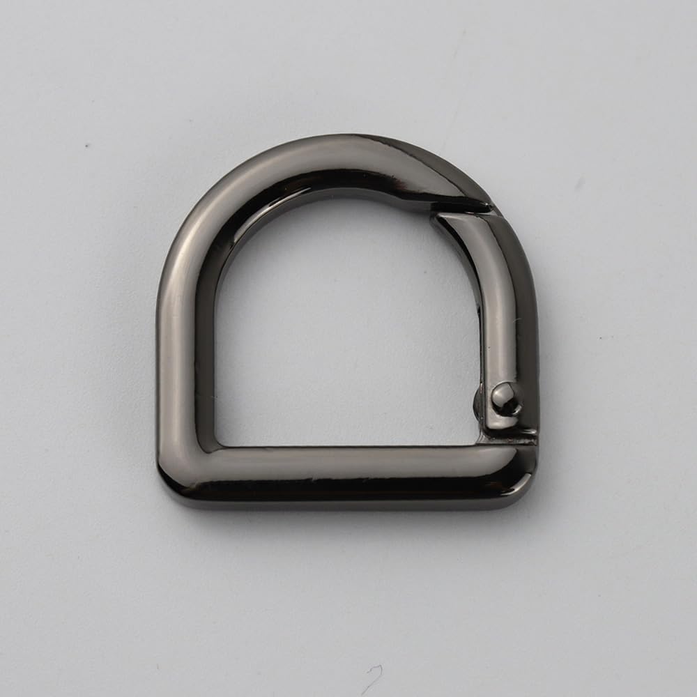2 llaveros de resorte de metal semicírculo, clip de ganchos de resorte, hebilla de llavero de resorte, anillo plano en D para monederos (negro)