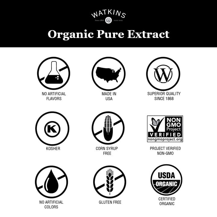 Watkins Extracto orgánico de almendra pura, sin OMG, Kosher, botella de 4 onzas, 1 paquete