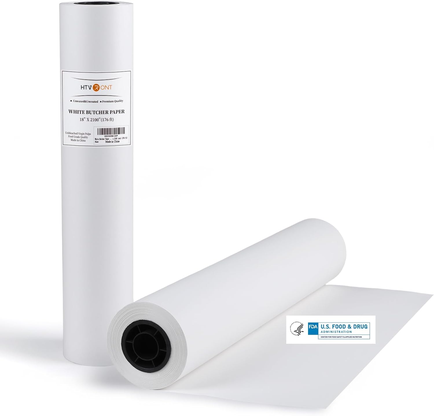 HTVRONT Rollo de papel de carnicero blanco  18 pulgadas x 176 pies (2100 pulgadas), papel kraft de carnicero de grado alimenticio para sublimación y