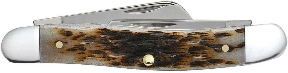 Case XX WR – Navaja de bolsillo mediana con mango de hueso auténtico, cuchillas de acero inoxidable, longitud cerrada 3 58 pulgadas (hueso ámbar con