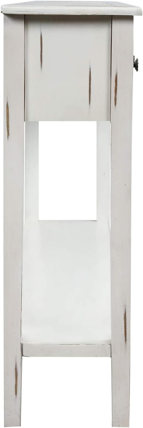 MERITLINE Mesa de entrada larga de madera retro de 60 pulgadas con cajones de almacenamiento, mesa consola estrecha detrás del sofá mesa decorativa