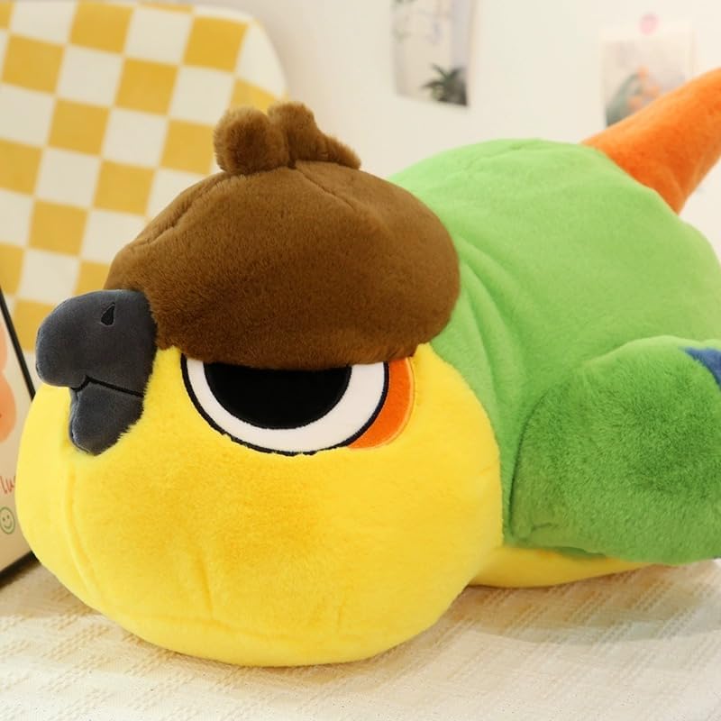Juguetes de peluche amarillo con pájaro verde, almohada de peluche súper suave, lindo peluche de pájaro de Navidad, regalos de cumpleaños para niños