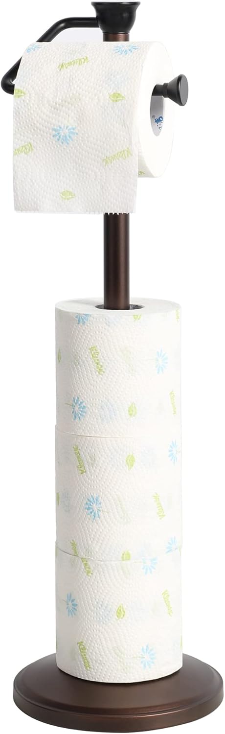 ZCCZ – Soporte de papel higiénico, soporte de rollo de papel higiénico de pie con reserva, dispensador de TP para baño para 5 megarrollos – ORB