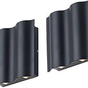 JHOTEC Aplique LED único de diseño de arco con luces arriba y abajo, apliques de pared impermeables para exteriores, adecuado para jardines, paquete JHOTEC Aplique LED único de diseño de arco con luces arriba y abajo, apliques de pared impermeables para exteriores, adecuado para jardines, paquete