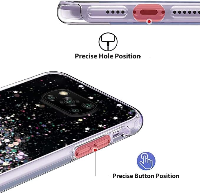 Funda compatible con Xiaomi Poco X3 Pro con purpurina verde transparente, funda para teléfono Xiaomi Poco X3 Pro, funda de silicona transparente de