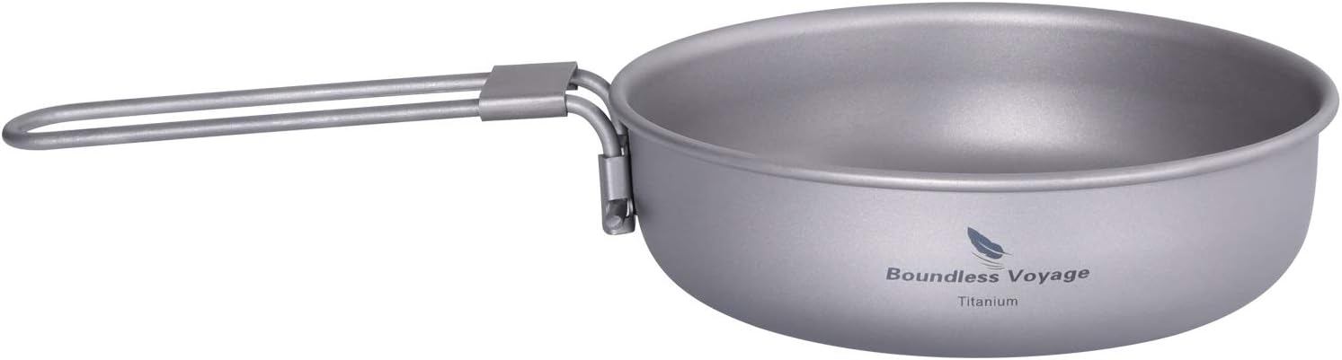 Boundless Voyage Sartén de titanio con mango plegable ultraligero para acampar picnic sartén plancha vajilla utensilios de cocina A-Ti2061C