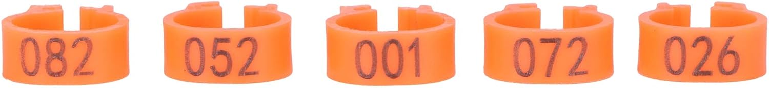 Fydun 100 anillos de pie de pájaros, número de identificación de pierna Ba aves de corral Clip RingOrange (naranja)