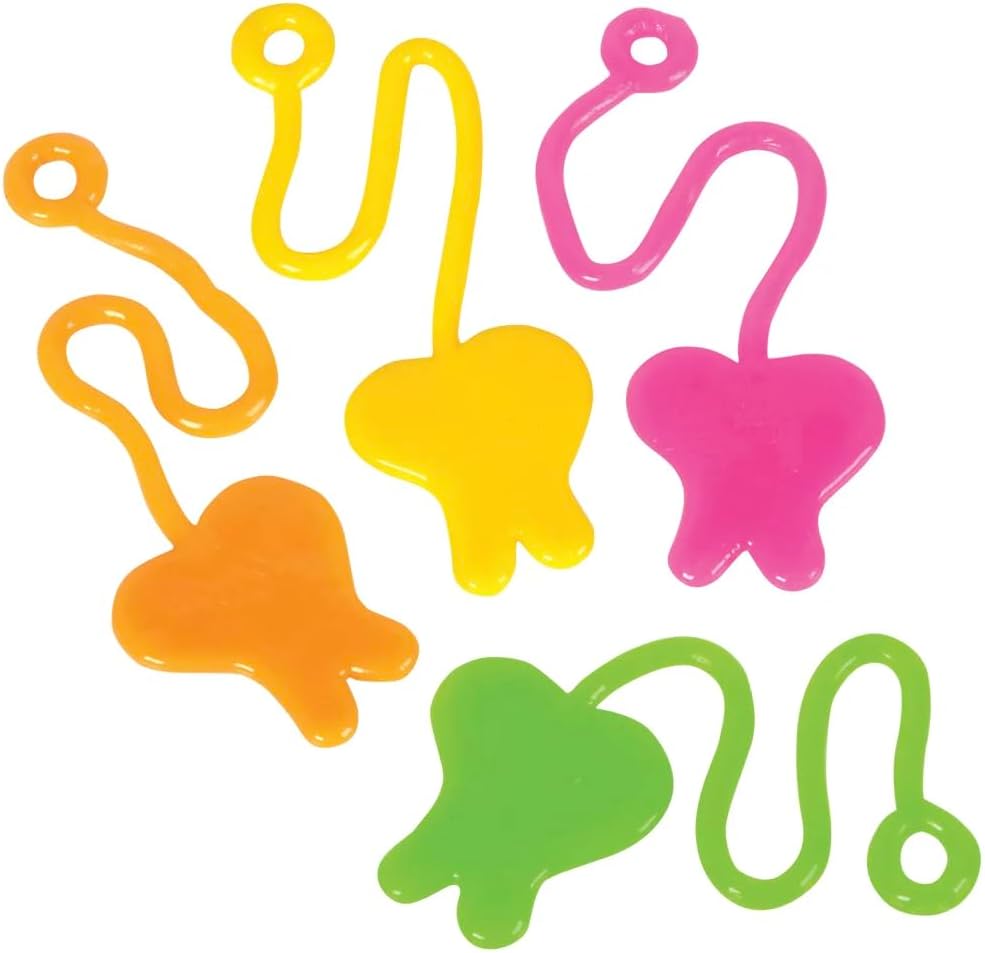 Dientes pegajosos de neón para fiestas de cumpleaños infantiles, oficinas dentales, bolsas de regalos, regalos de calcetines, caja de recompensa,