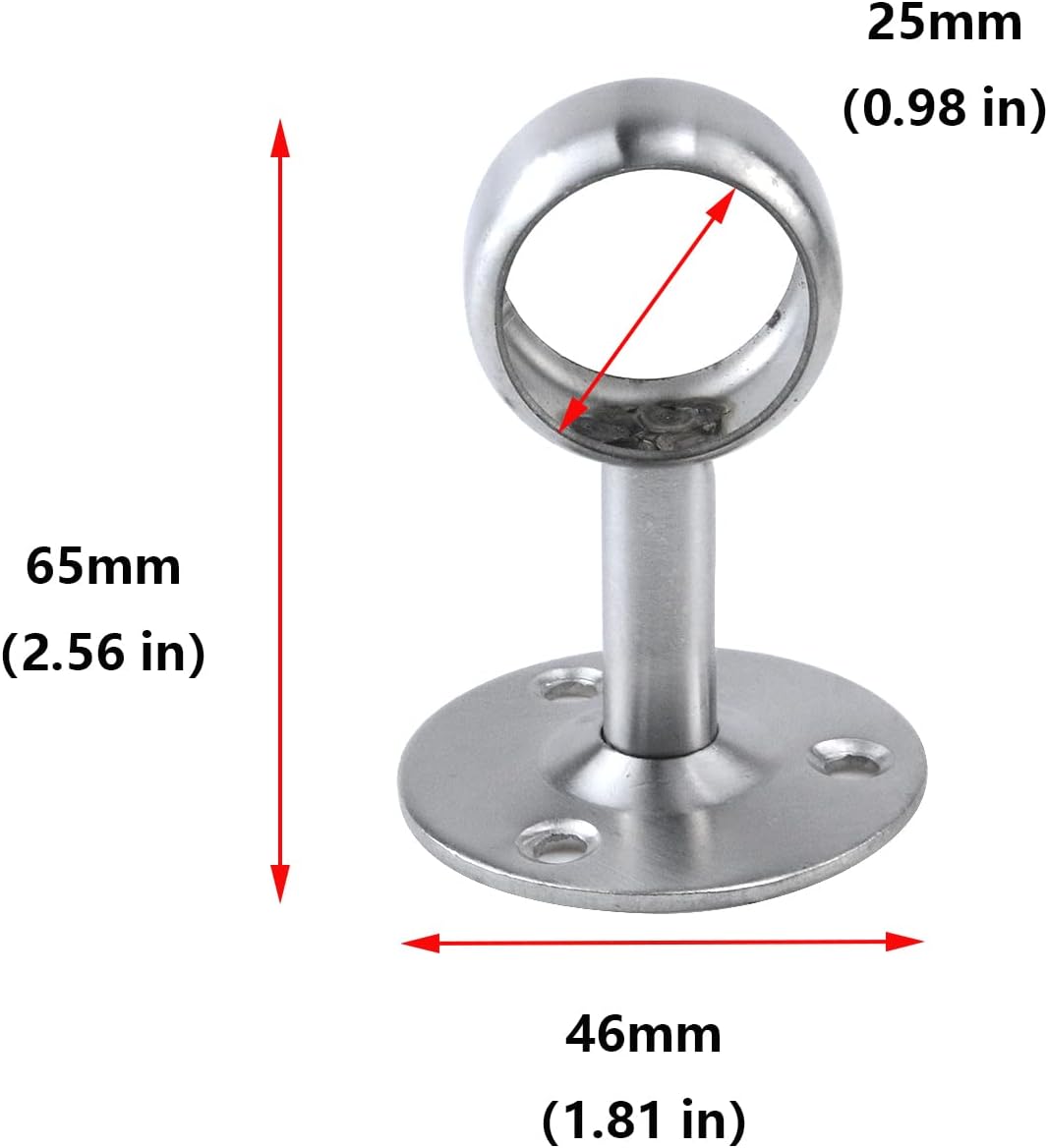 Antrader Soporte de tubo de estante de soporte de barra de armario de metal para armario, 6 piezas (25 mm1 “)