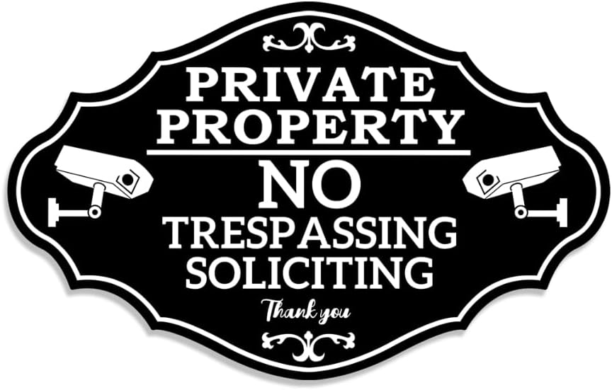 Letrero de propiedad privada, divertido letrero de no trespassing No Soliciting (No Trespassing No Soliciting), placa de declaración de no