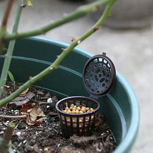 kingsea 100 cajas de fertilizantes para bonsái con cubierta, mini cestas automáticas de fertilizantes para plantas, tazas de nutrición de plástico