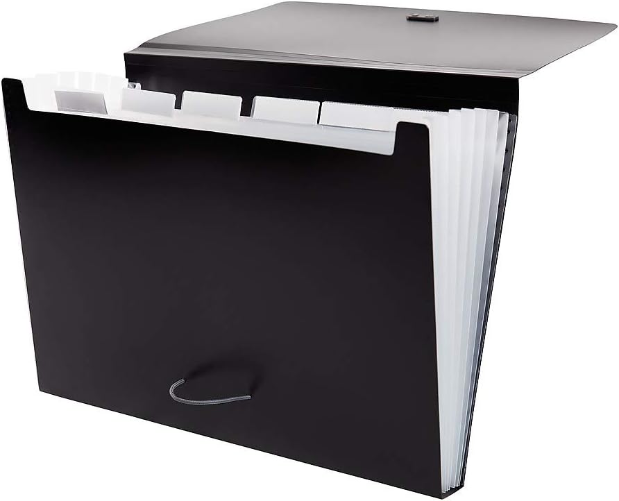 Staples 896554 – Archivo expandible de polietileno, tamaño carta, 7 bolsillos, color negro (51834)