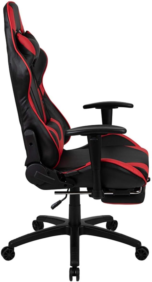 Flash Furniture X30 – Silla ergonómica de videojuegos de carrera para oficina con respaldo completamente reclinable, reposapiés deslizante, en