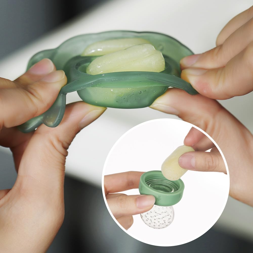 Haakaa Freeze-N-Feed Mini Combo con alimentador de alimentos de silicona y mini bandeja de silicona  Alimentador automático de alimentos sólidos