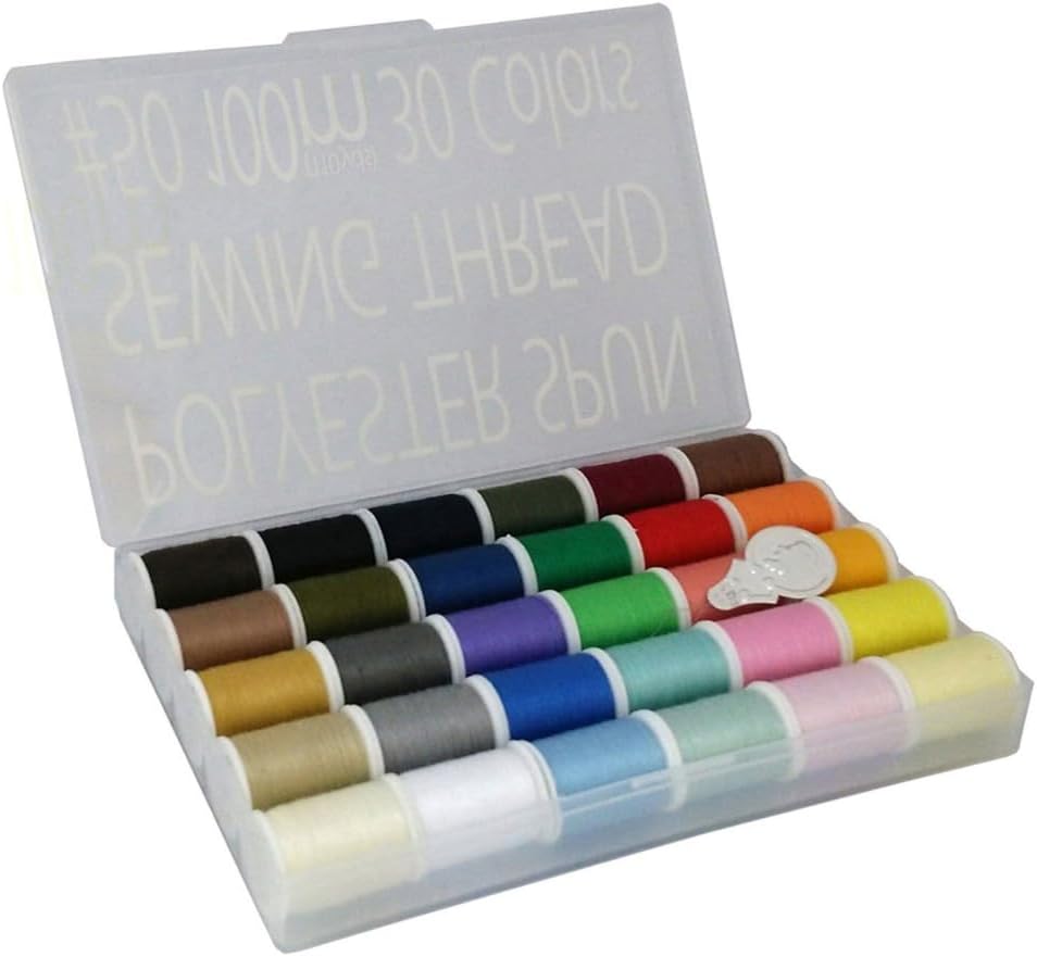 LEONIS Hilo de coser de poliéster multiusos de 30 colores, 328.1 ft  110 yardas cada uno  93012