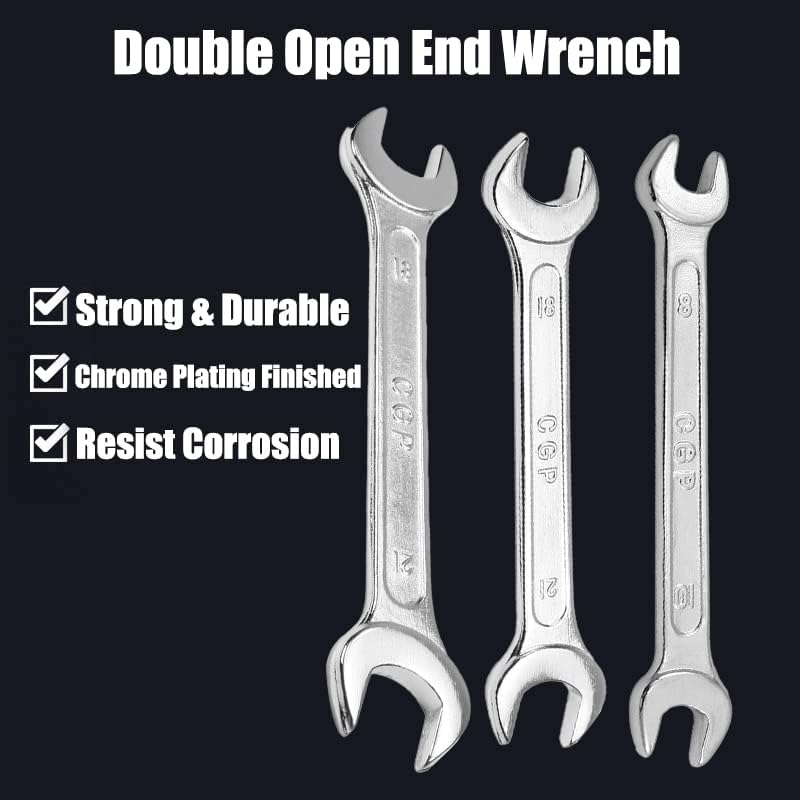 Utoolmart Llave doble de extremo abierto, llave métrica de 8.071 in de longitud, herramienta de reparación de llaves de 0.866 in x 0.945 in, acero