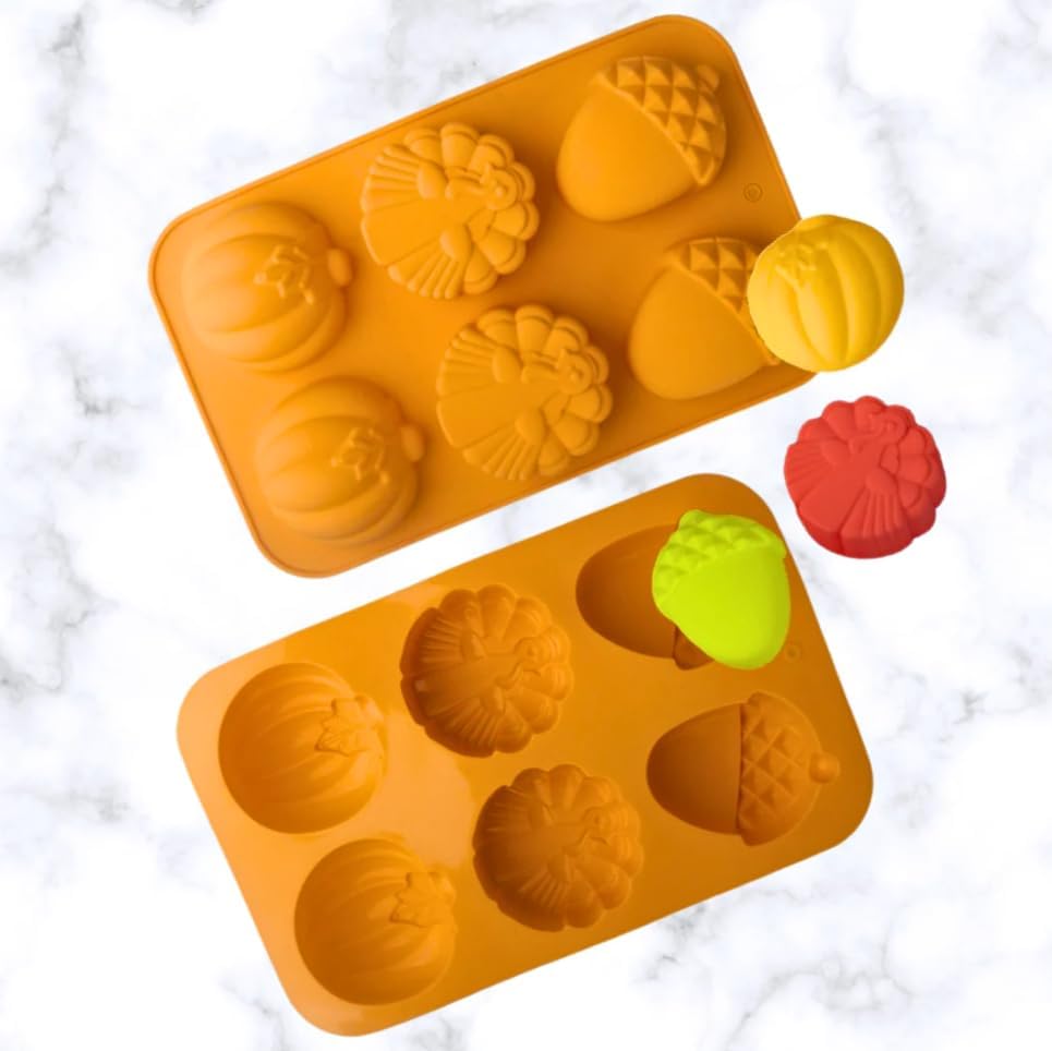CandyMolds – Moldes de silicona de Halloween, moldes de silicona de otoño, moldes de cosecha, moldes de chocolate para decoración de pasteles,
