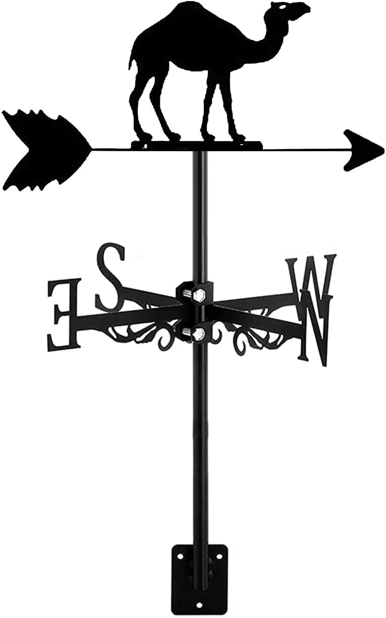 LAUMOE Exquisito adorno de metal con forma de animales, veleta con montaje en el techo, dirección del viento, decoración creativa para el hogar,