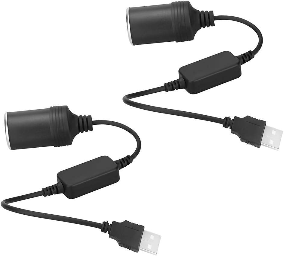 2 unidades de enchufe para encendedor de cigarrillos de automóvil, convertidor hembra USB a 12 V, cable adaptador adecuado para conducir grabadora
