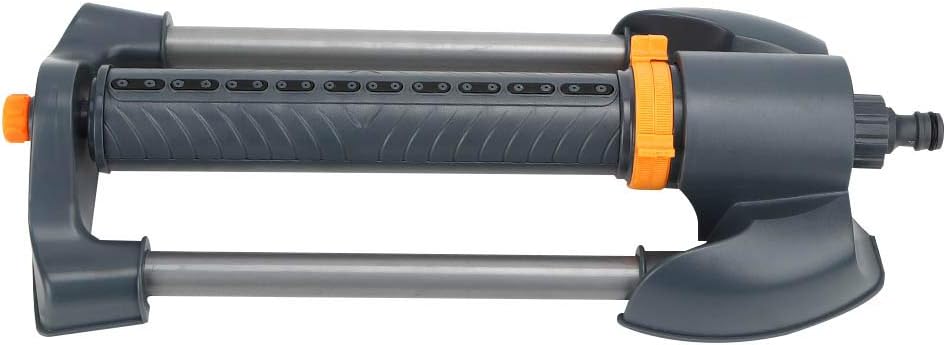 Fydun Aspersor de jardín de 20 agujeros con base de metal, rociador oscilante giratorio para césped, ángulo Sp, 20 agujeros, para jardín, metal para