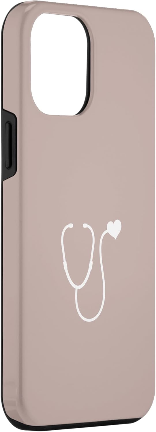 iPhone 14 Pro Max Pink Taupe – Estuche para estetoscopio de corazón para enfermera o médico