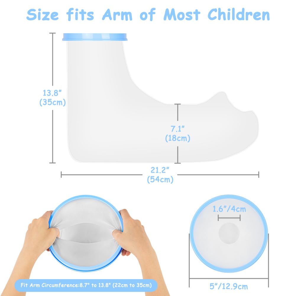 Funda para brazo de niño para ducha, protector impermeable de brazo completo fundido y vendaje, funda reutilizable de yeso con brazo roto,