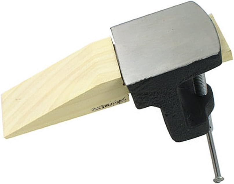 Banco de yunque Pin Clamp Joyeros Bloque de acero y madera Banco de trabajo de fabricación de joyas por JTS