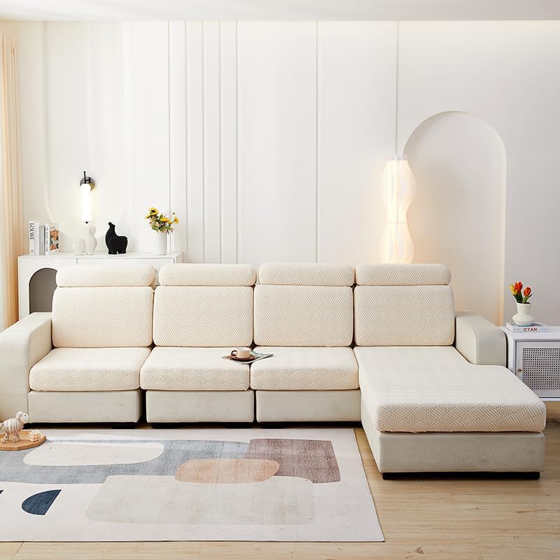 INFLAG Fundas mágicas para sofá, funda para sofá chaise lounge, fundas de sofá resistentes en forma de L, protector elástico antideslizante de alta