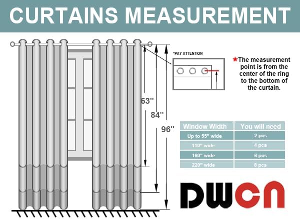 DWCN Cortinas opacas para dormitorio, oscurecimiento, aislamiento térmico, cortinas gruesas que bloquean la luz, juego de 2