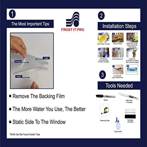Película de privacidad para ventana, no adhesiva, bloqueo de calor, calcomanías de vidrio esmerilado extraíbles con herramientas para baño,