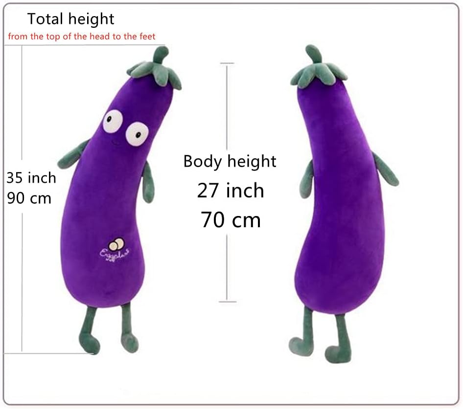 JOSON Muñeca morada grande de simulación Mr. Eggplant Doll Sleeping Pillow Doll, cojín de peluche (27 pulgadas)