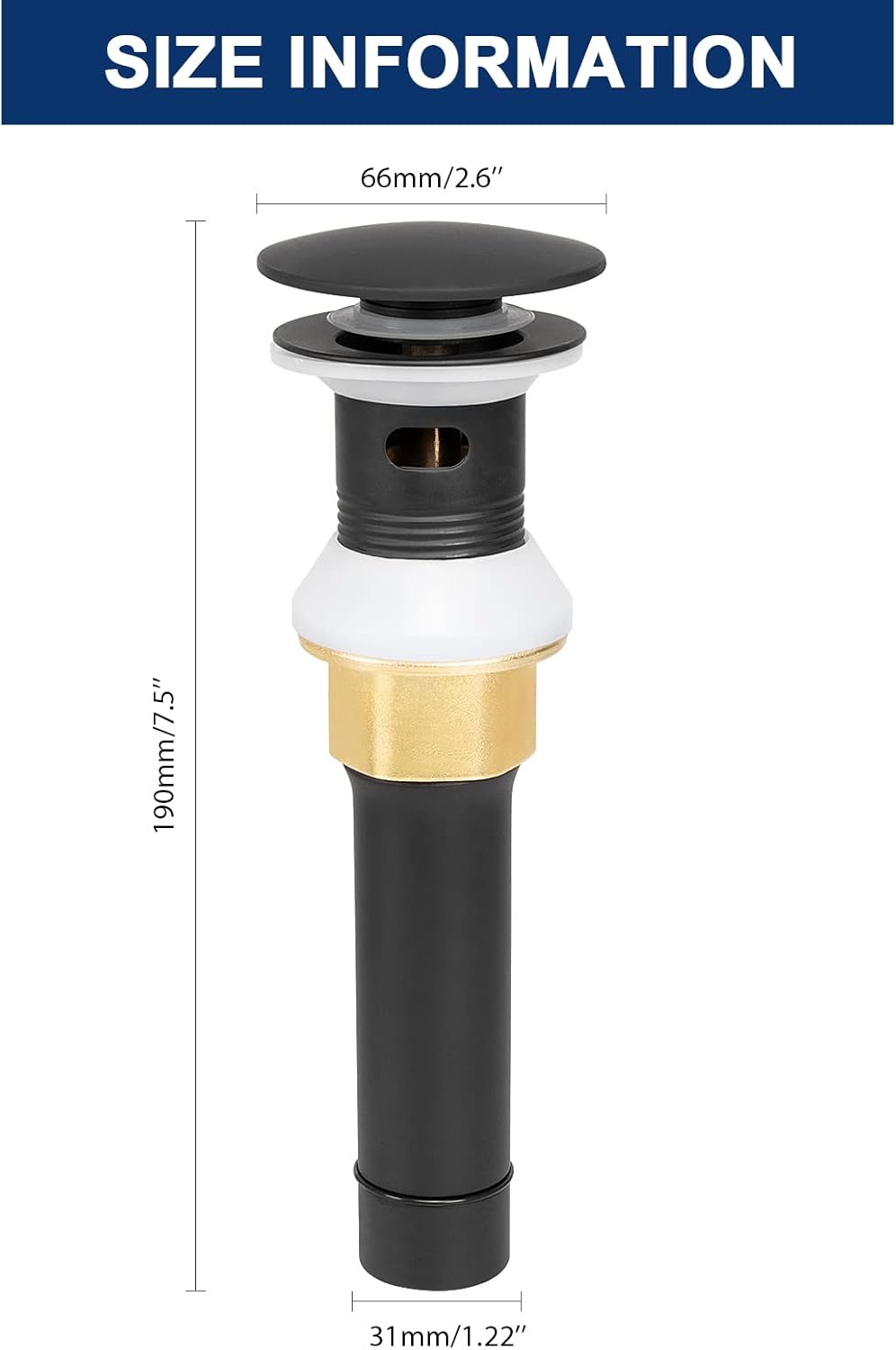 NearMoon Drenaje para lavabo de baño con desbordamiento, drenaje desplegable de acero inoxidable 304 con cesta coladora desmontable,